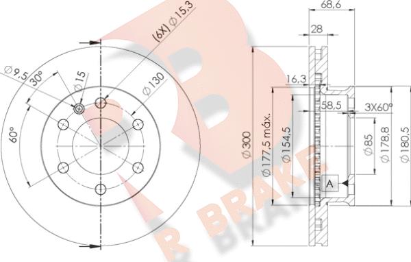 R Brake 78RBD20190 - Тормозной диск autospares.lv