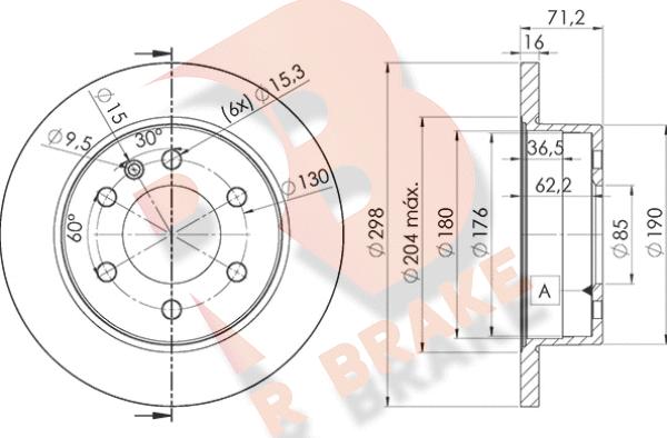 R Brake 78RBD20191 - Тормозной диск autospares.lv