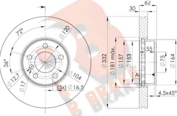 R Brake 78RBD21985 - Тормозной диск autospares.lv