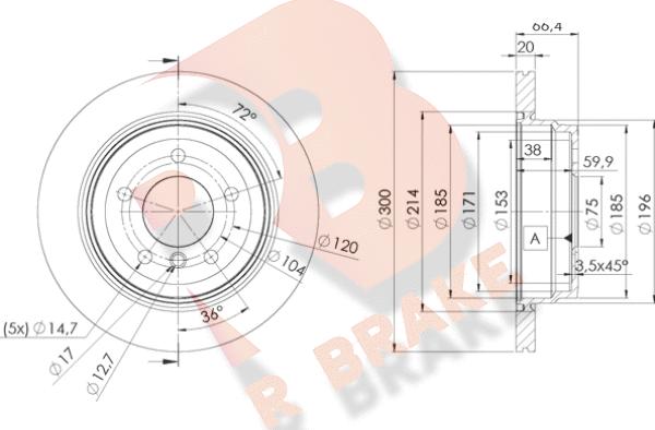 R Brake 78RBD21974 - Тормозной диск autospares.lv