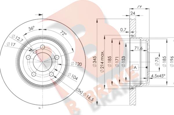 R Brake 78RBD21971 - Тормозной диск autospares.lv