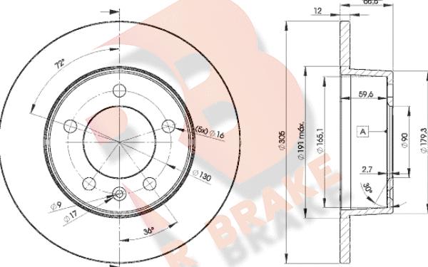 R Brake 78RBD21410 - Тормозной диск autospares.lv