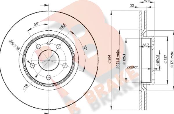 R Brake 78RBD21548 - Тормозной диск autospares.lv