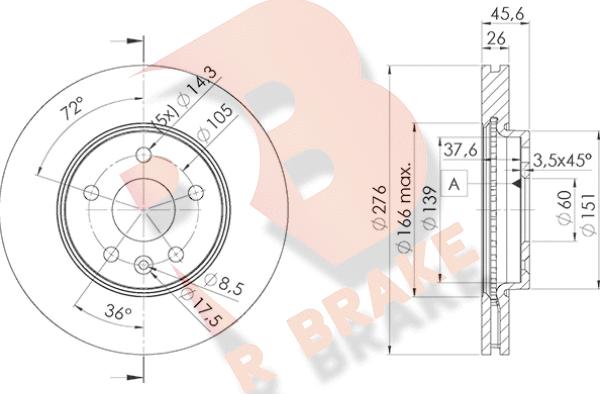 R Brake 78RBD21559 - Тормозной диск autospares.lv