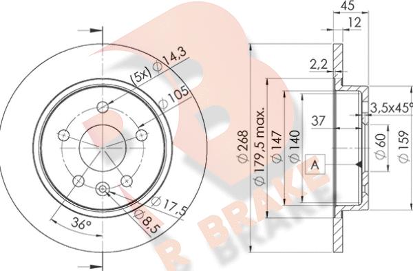 R Brake 78RBD21560 - Тормозной диск autospares.lv