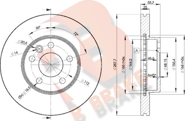 R Brake 78RBD21093 - Тормозной диск autospares.lv