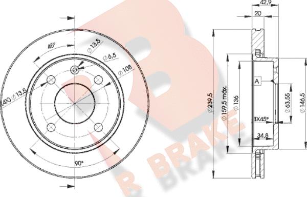 R Brake 78RBD21064 - Тормозной диск autospares.lv