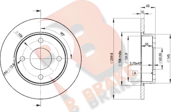 R Brake 78RBD21063 - Тормозной диск autospares.lv