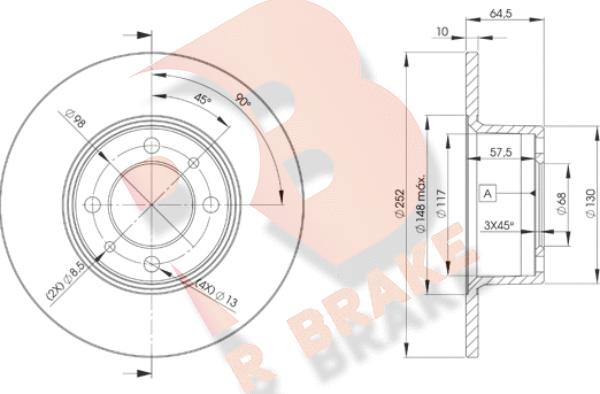 R Brake 78RBD21070 - Тормозной диск autospares.lv