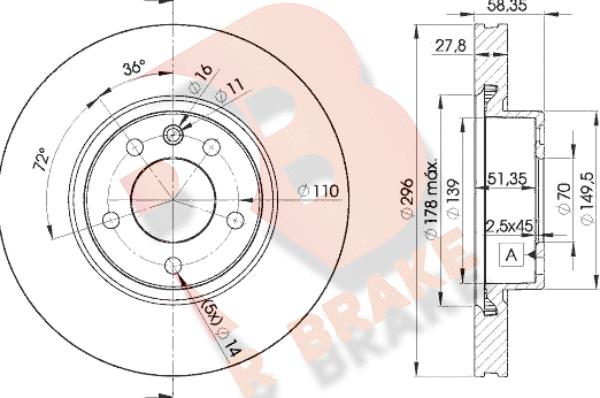 R Brake 78RBD21134 - Тормозной диск autospares.lv