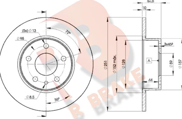 R Brake 78RBD28684 - Тормозной диск autospares.lv