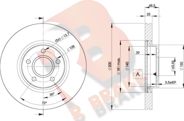 R Brake 78RBD23937 - Тормозной диск autospares.lv