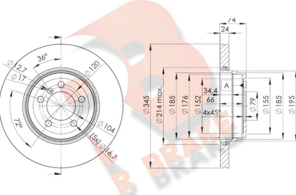 R Brake 78RBD23409 - Тормозной диск autospares.lv