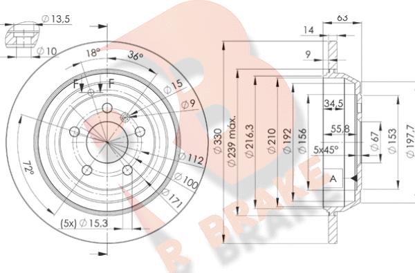 R Brake 78RBD23508 - Тормозной диск autospares.lv