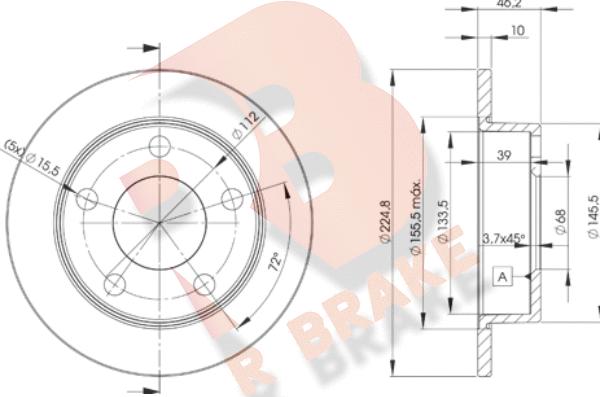 R Brake 78RBD23634 - Тормозной диск autospares.lv