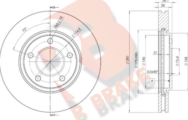 R Brake 78RBD23002 - Тормозной диск autospares.lv