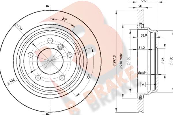 R Brake 78RBD23153 - Тормозной диск autospares.lv