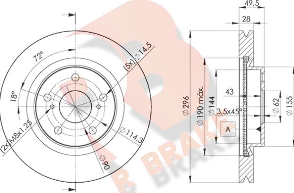 R Brake 78RBD23107 - Тормозной диск autospares.lv