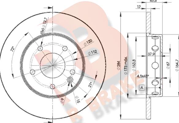 R Brake 78RBD23180 - Тормозной диск autospares.lv