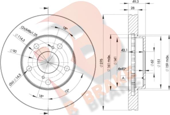 R Brake 78RBD23304 - Тормозной диск autospares.lv