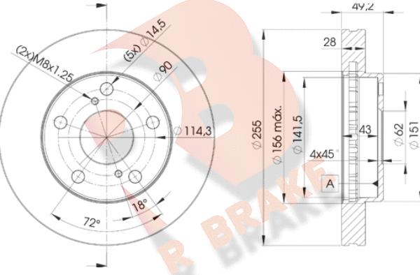 R Brake 78RBD23302 - Тормозной диск autospares.lv