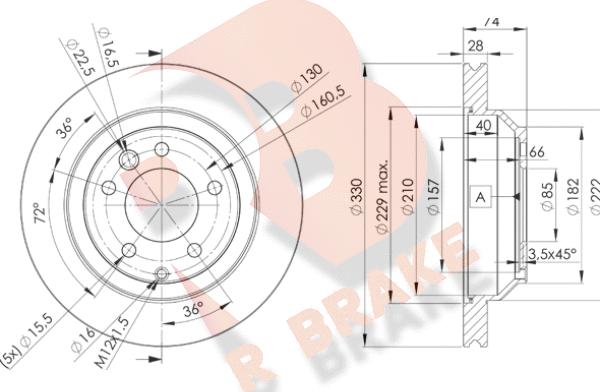 R Brake 78RBD23328 - Тормозной диск autospares.lv