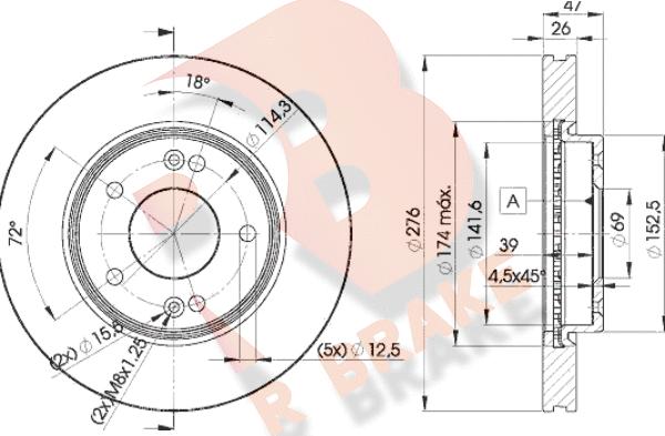 R Brake 78RBD23290 - Тормозной диск autospares.lv