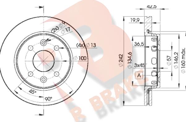 R Brake 78RBD23253 - Тормозной диск autospares.lv