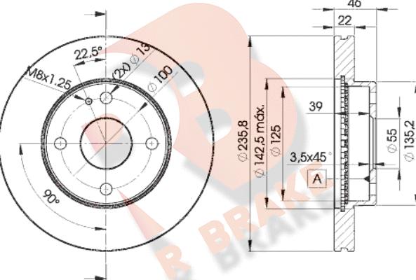 R Brake 78RBD23265 - Тормозной диск autospares.lv