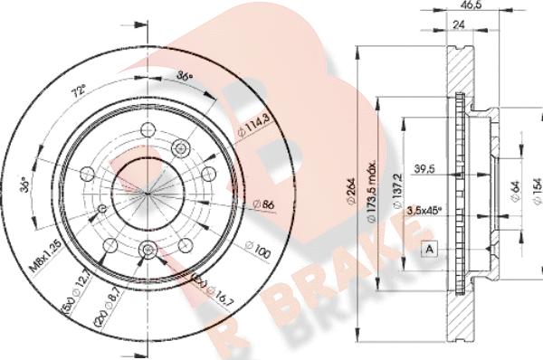 R Brake 78RBD23260 - Тормозной диск autospares.lv