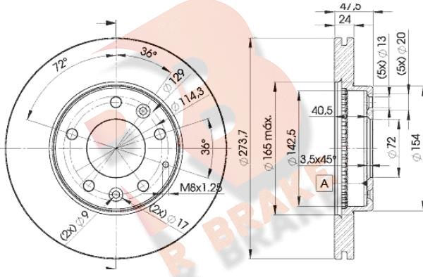 R Brake 78RBD23267 - Тормозной диск autospares.lv