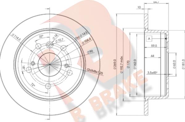 R Brake 78RBD22443 - Тормозной диск autospares.lv