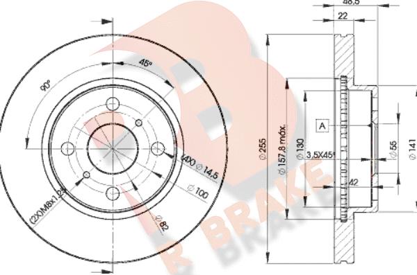 R Brake 78RBD22550 - Тормозной диск autospares.lv