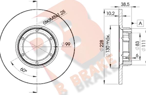 R Brake 78RBD22500 - Тормозной диск autospares.lv