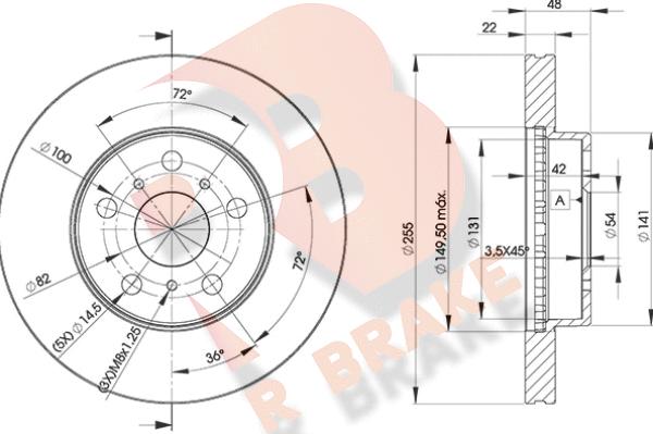 R Brake 78RBD22090 - Тормозной диск autospares.lv