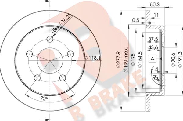 R Brake 78RBD22058 - Тормозной диск autospares.lv