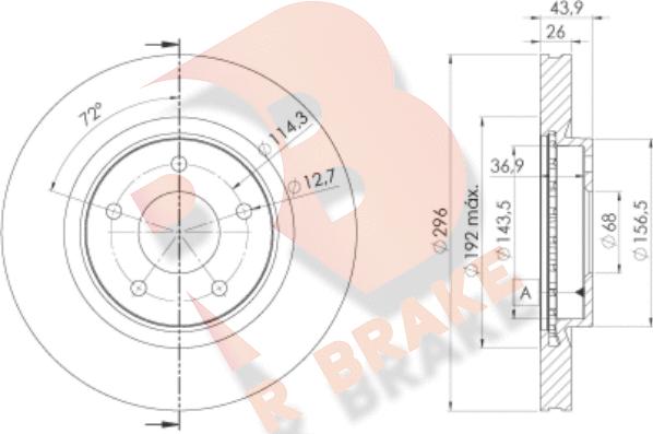 R Brake 78RBD22057 - Тормозной диск autospares.lv