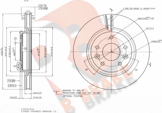 R Brake 78RBD22089 - Тормозной диск autospares.lv