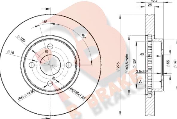 R Brake 78RBD22080 - Тормозной диск autospares.lv