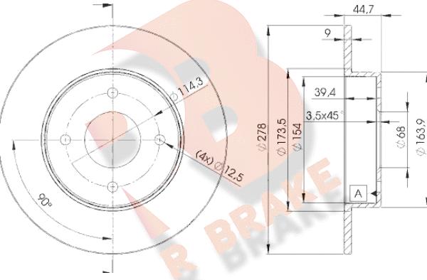 R Brake 78RBD22083 - Тормозной диск autospares.lv