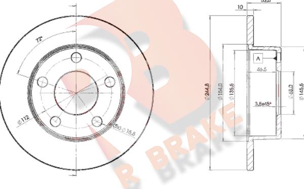 R Brake 78RBD22800 - Тормозной диск autospares.lv