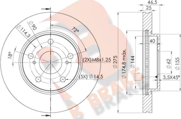 R Brake 78RBD22881 - Тормозной диск autospares.lv