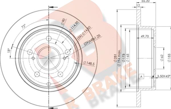 R Brake 78RBD22882 - Тормозной диск autospares.lv