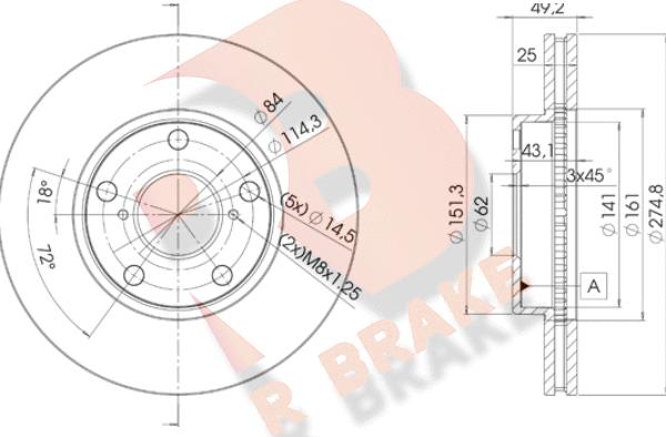 R Brake 78RBD22878 - Тормозной диск autospares.lv