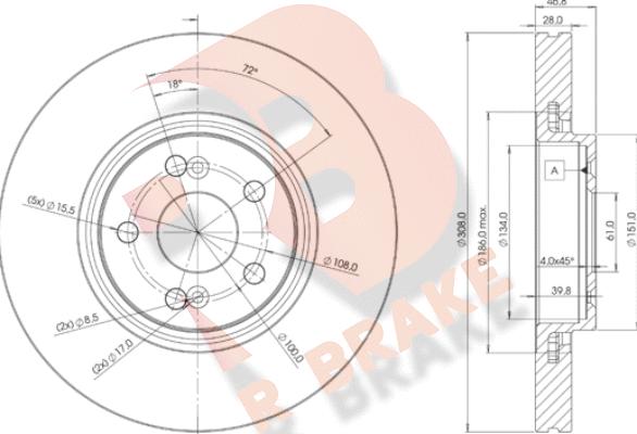 R Brake 78RBD22317 - Тормозной диск autospares.lv