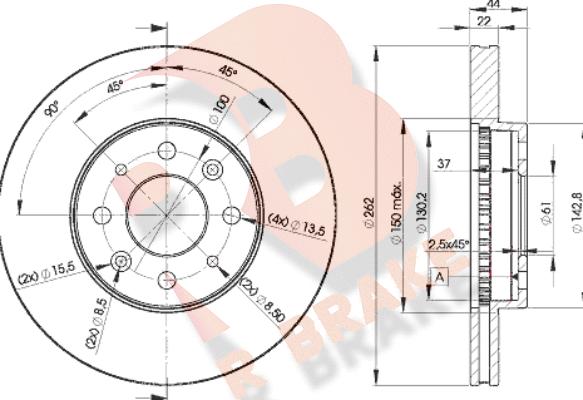 R Brake 78RBD22232 - Тормозной диск autospares.lv