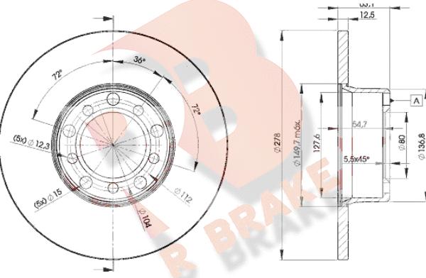 R Brake 78RBD22780 - Тормозной диск autospares.lv