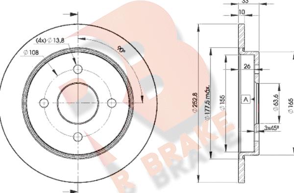 R Brake 78RBD27969 - Тормозной диск autospares.lv