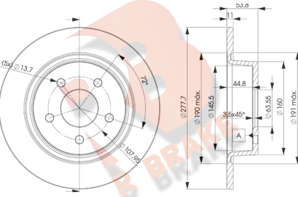 R Brake 78RBD27989 - Тормозной диск autospares.lv