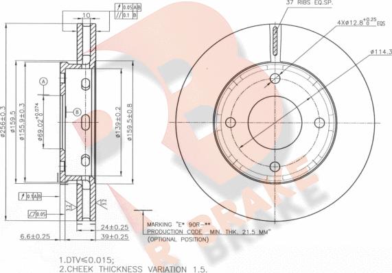 R Brake 78RBD27036 - Тормозной диск autospares.lv